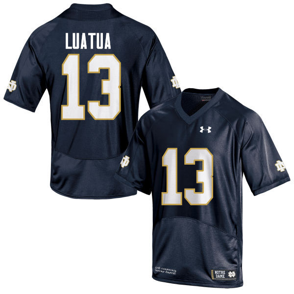 Men #13 Tyler Luatua Notre Dame Fighting Irish College Football Jerseys-Navy Blue